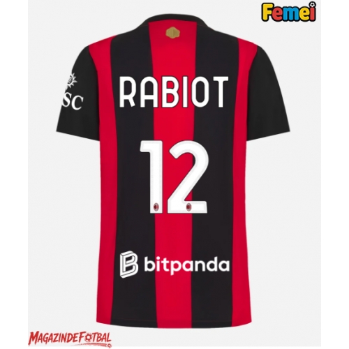 AC Milan Adrien Rabiot #12 Tricou Fotbal Replică 2026-27 Femei Acasa AC Milan Adrien Rabiot #12 Tricou Fotbal Replică 2026-27 Femei Acasa